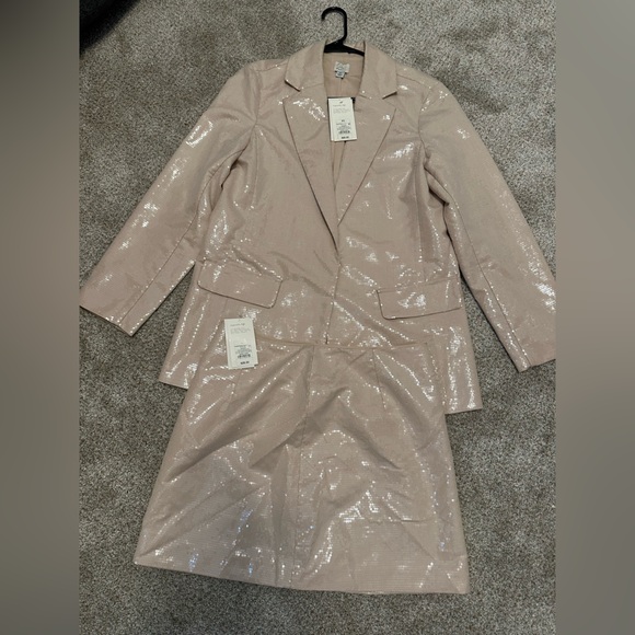 Target Jackets & Blazers - NWT Target Sequin Blazer Jacket - tan with skirt